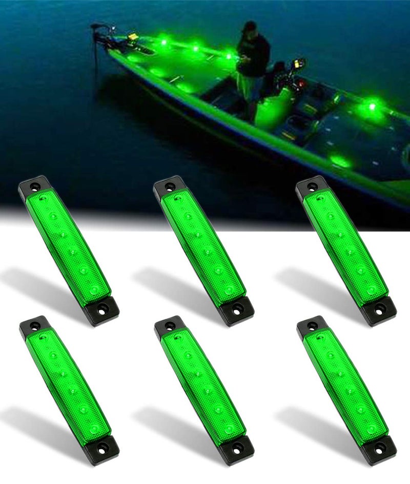 Shangyuan Green Marine Strip Lights - 6PCS Boat Interior Courtesy Lights, 12v White LED - Image 1